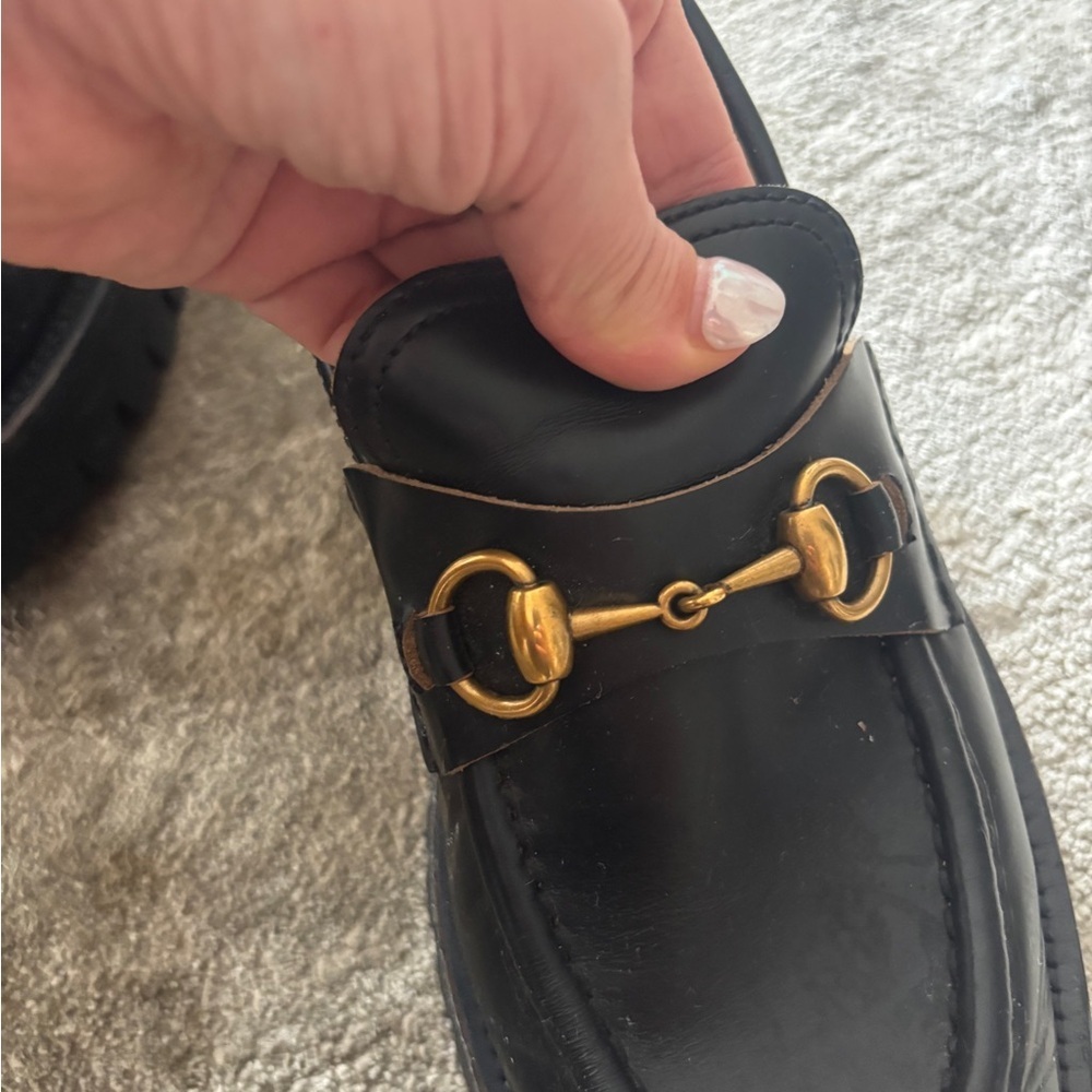 Gucci Black Lug Sole Loafers with Horsebit Size 41.5 - Picture 8 of 16
